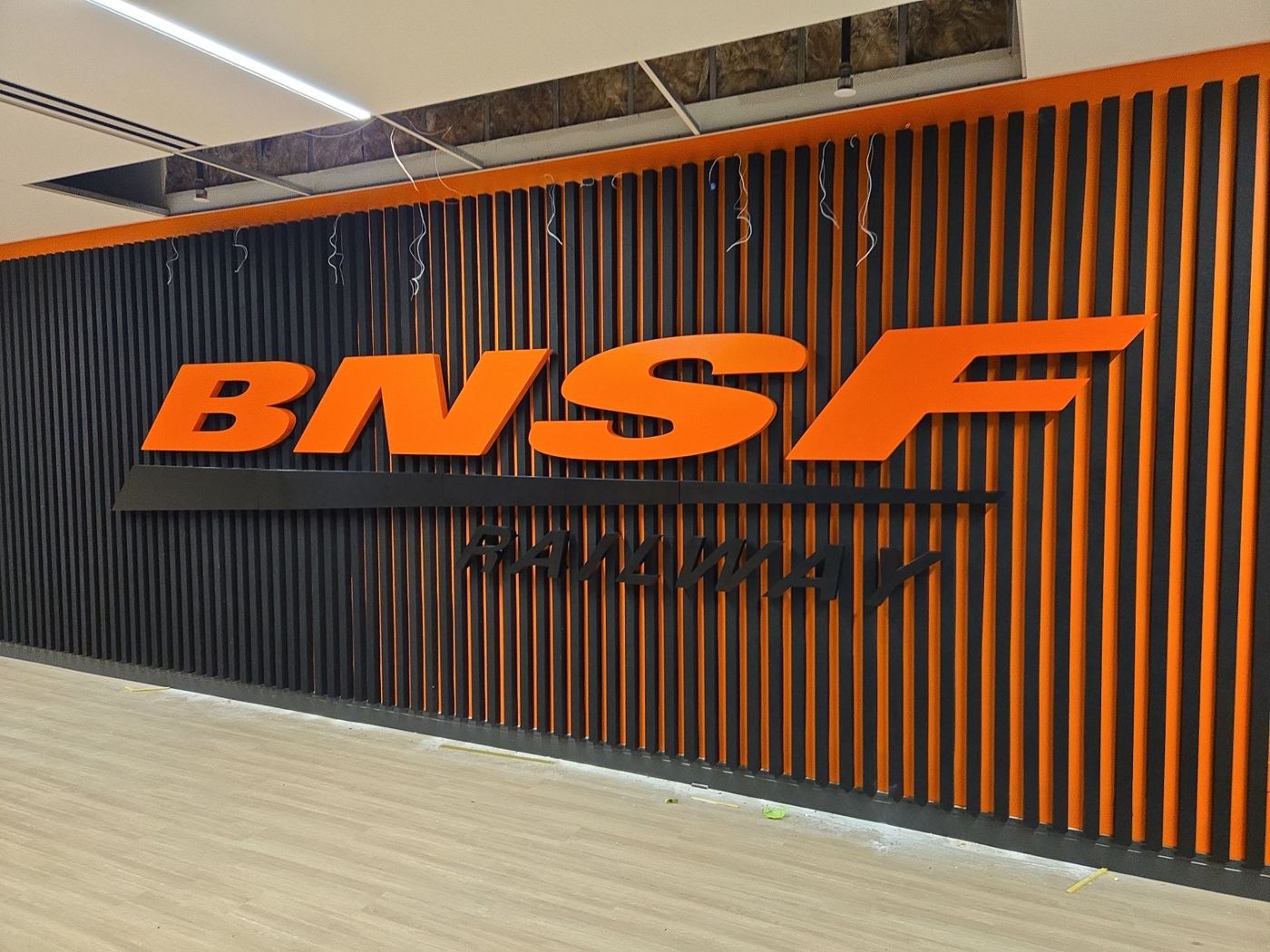 BNSF Railway dimensional letter wall during installation