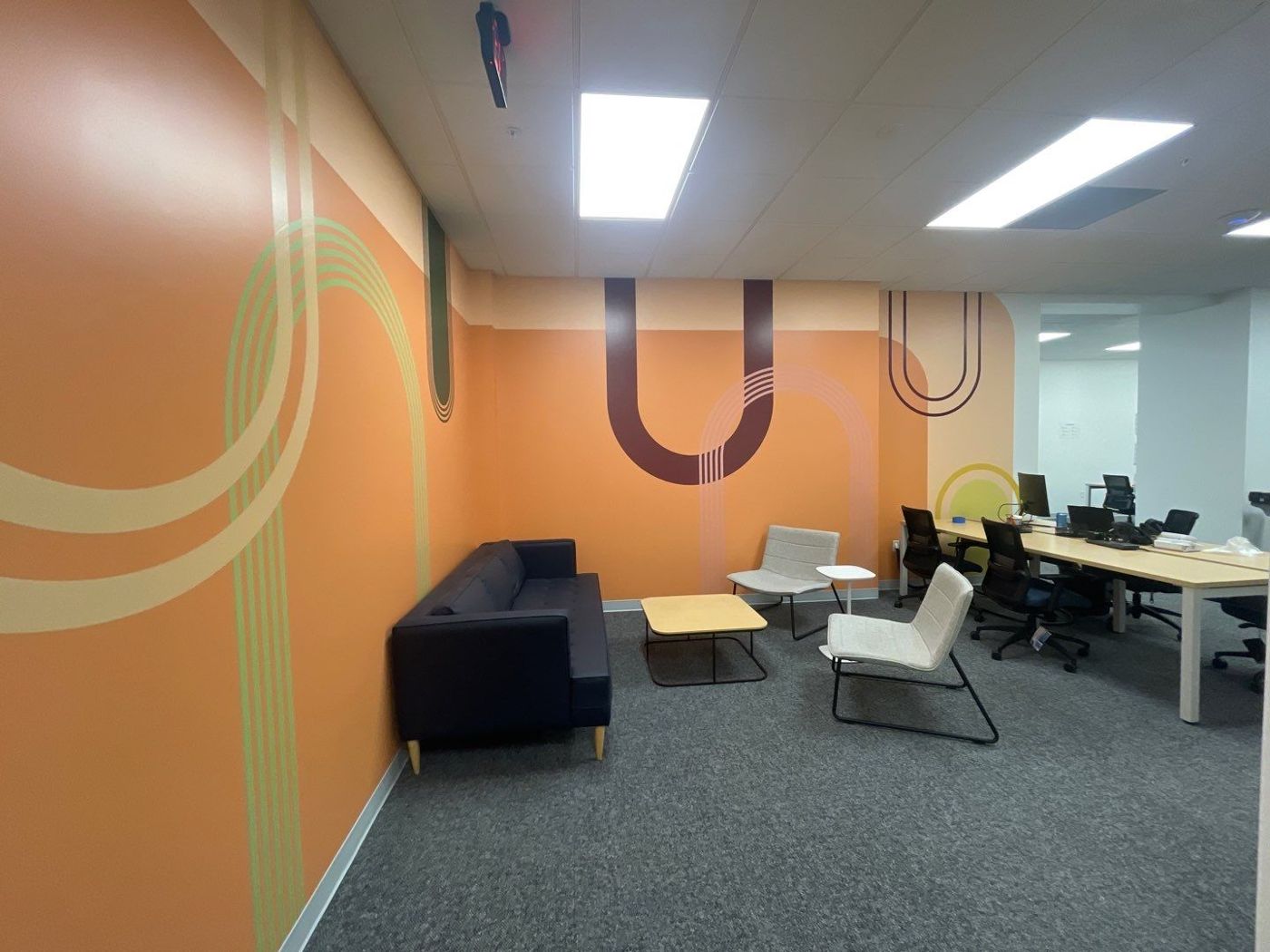 Colorful vinyl lounge wall mural for Hungryroot