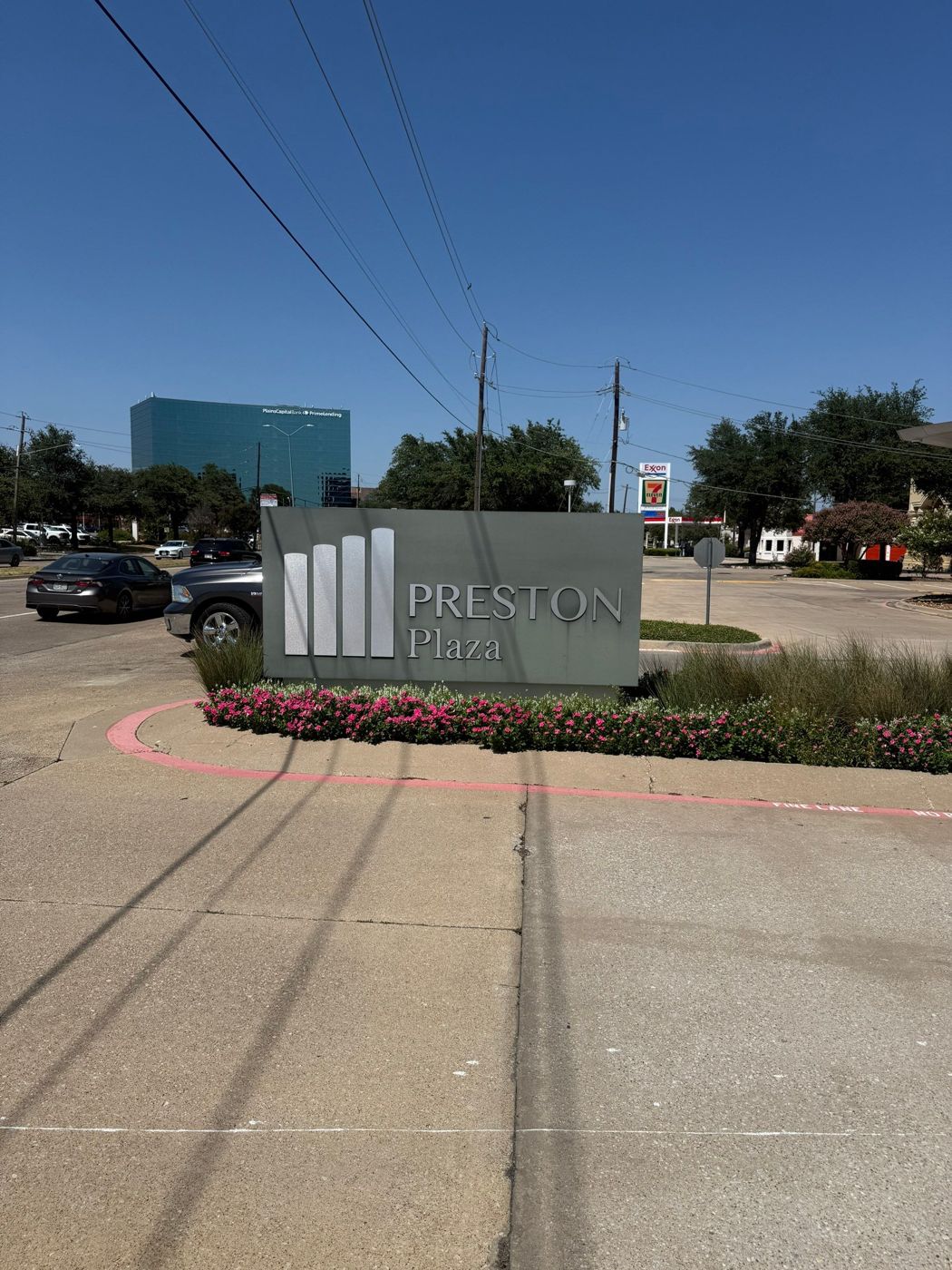 Preston Plaza monument sign with brushed metal letters