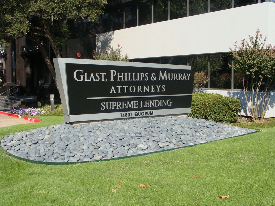 Monument sign for a Dallas law firm by Brown Graphics